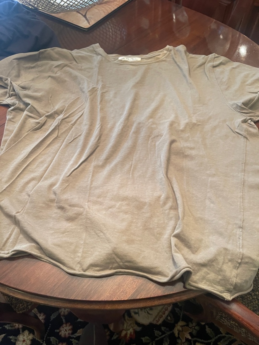 Free People short Sleeve Crew Tee in Olive Green